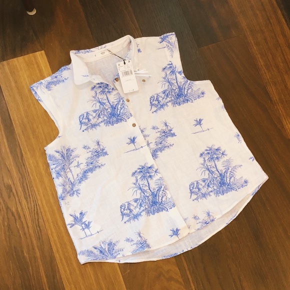 MANGO printed sleeveless shirt, US size 8, NWT - Picture 2 of 6